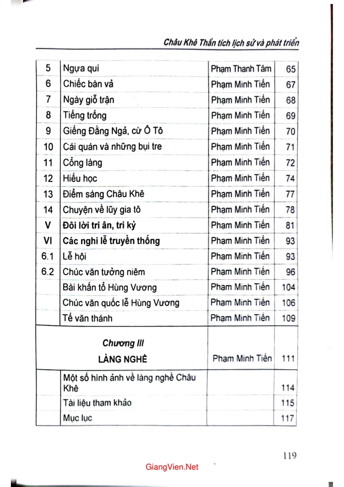 Mục lục chi tiết trang 3 sách Châu Khê Thần Tích - Lịch sử và phát triển