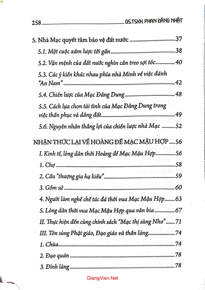 Mục lục chi tiết trang 1 sách Nhà Mạc 3 thời ký lịch sử