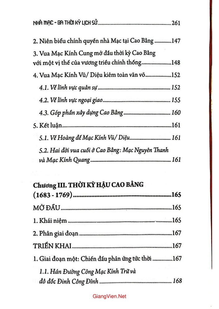 Mục lục chi tiết trang 4 sách Nhà Mạc 3 thời ký lịch sử