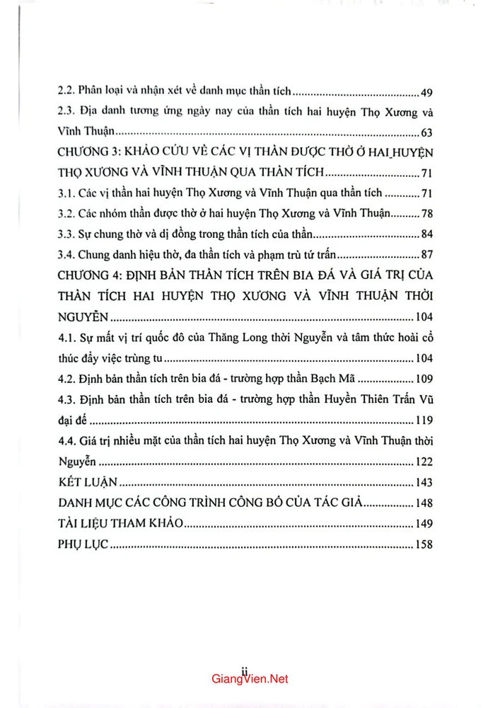 Mục lục chi tiết trang 1 sách Thần tích hai huyện Thọ Xương và Vĩnh Thuận thời Nguyễn qua tư liệu hán nôm
