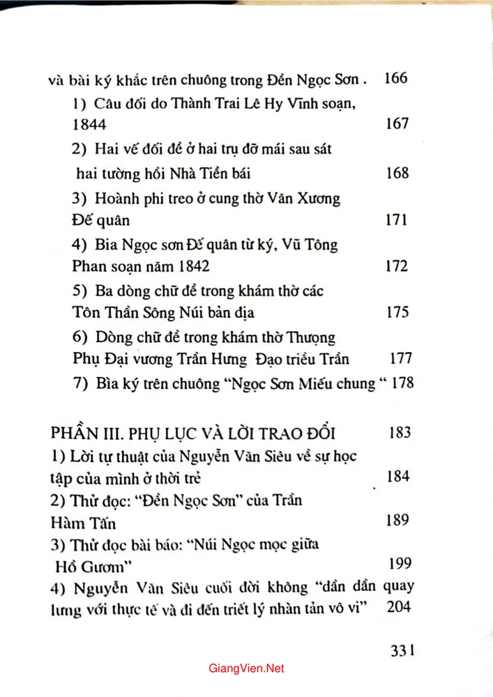 Mục lục chi tiết trang 2 sách Tháp bút đài nghiên đình Trấn Ba