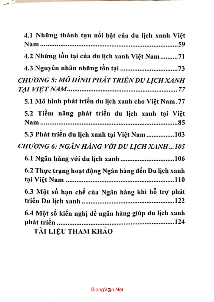 Mục lục chi tiết trang 1 sách Ngân hàng với du lịch xanh