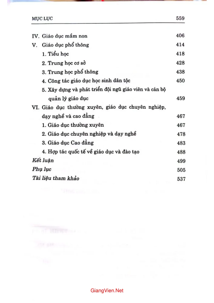 Mục lục chi tiết trang 4 sách Lịch sử ngành giáo dục và đào tạo tỉnh Cao Bằng 1945 - 2020