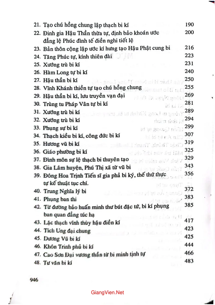 Mục lục chi tiết trang 1 sách Văn khắc Hán Nôm Thăng Long Hà Nội