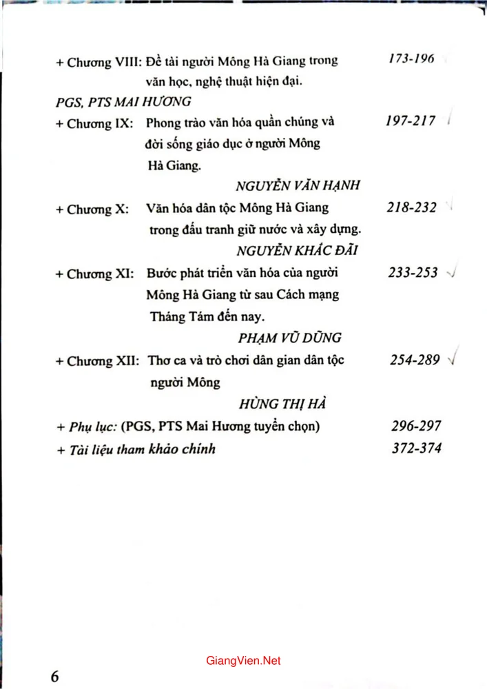 Mục lục chi tiết trang 1 sách Văn hóa dân tộc Mông Hà Giang