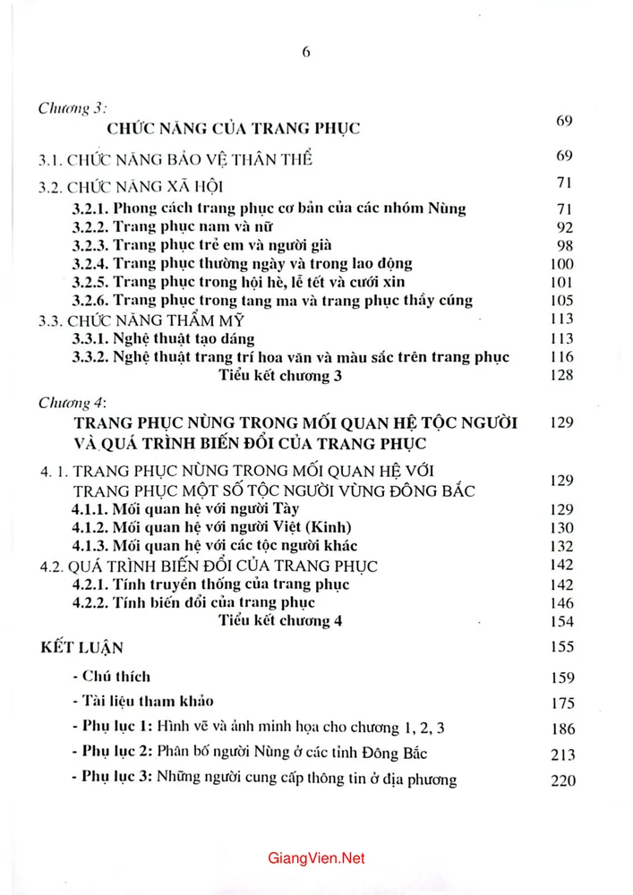 Mục lục chi tiết trang 1 sách Trang phục cổ truyền của người Nùng ở Đông Bắc Việt Nam