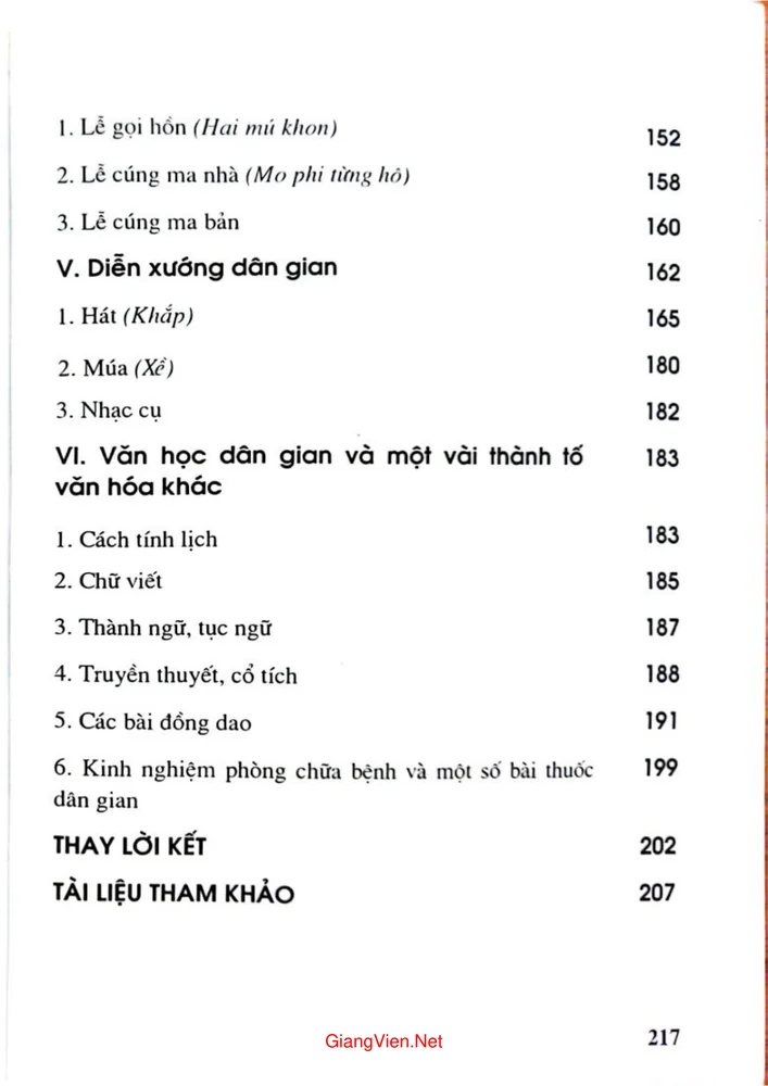 Mục lục chi tiết trang 2 sách Người Lự ở Sìn Hồ Lai Châu