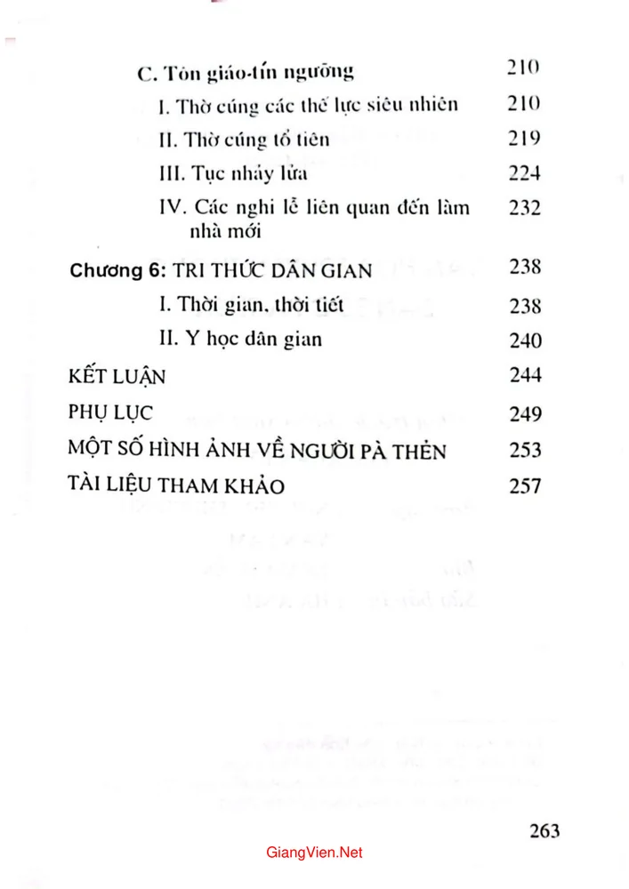 Mục lục chi tiết trang 2 sách Văn hóa truyền thống dân tộc Pà Thẻn