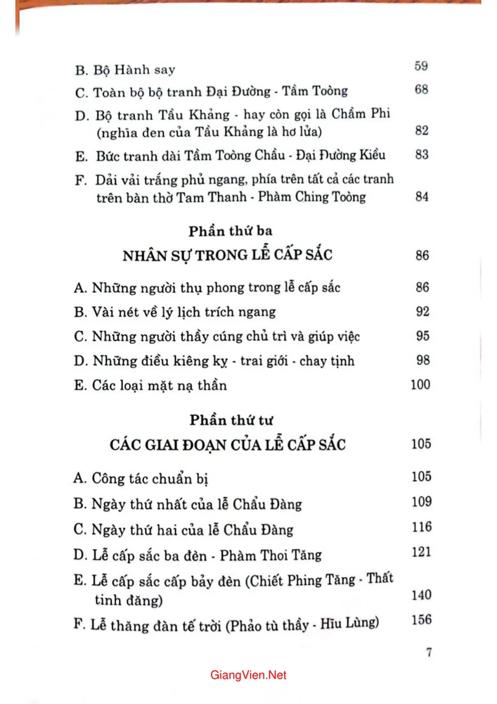 Mục lục chi tiết trang 2 sách Lễ cấp sắc của người Dao Lô Gang ở Lạng Sơn