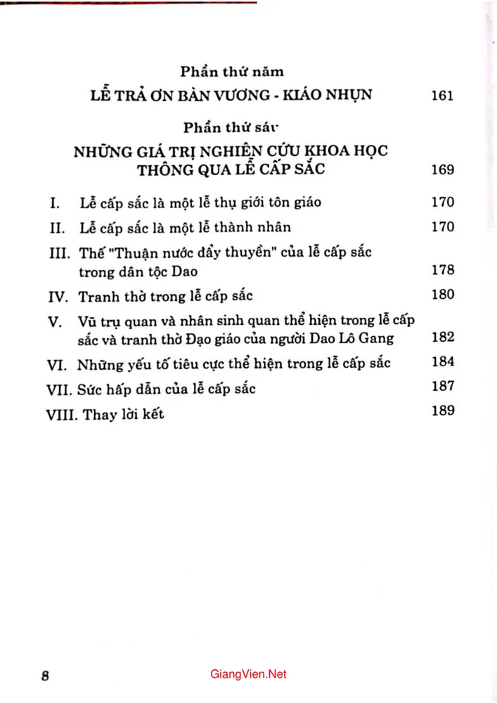 Mục lục chi tiết trang 3 sách Lễ cấp sắc của người Dao Lô Gang ở Lạng Sơn