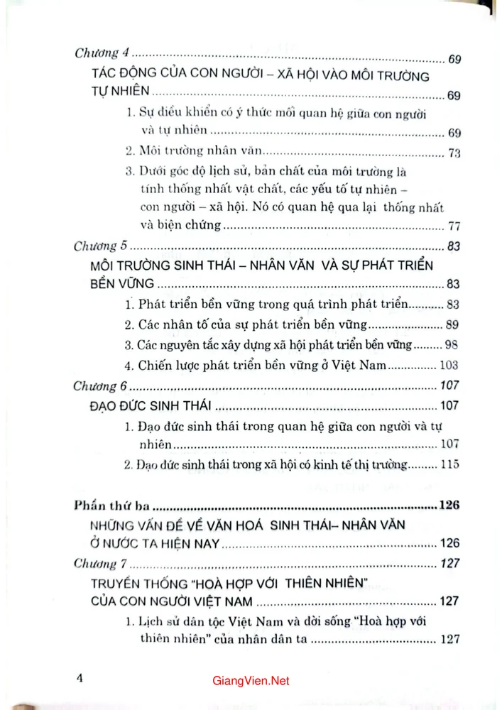 Mục lục chi tiết trang 1 sách Văn hóa sinh thái nhân văn