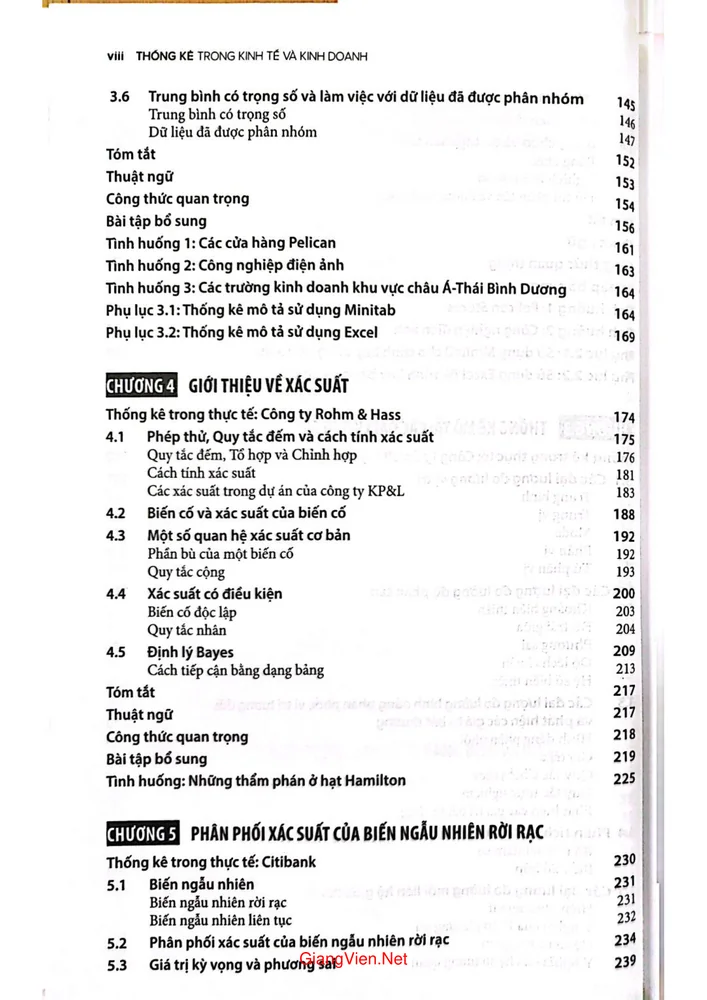 Mục lục chi tiết trang 2 sách Thống kê trong kinh tế và kinh doanh