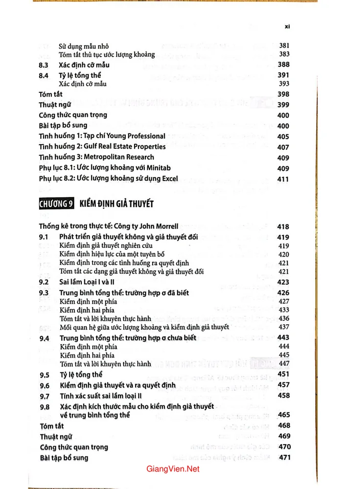 Mục lục chi tiết trang 5 sách Thống kê trong kinh tế và kinh doanh