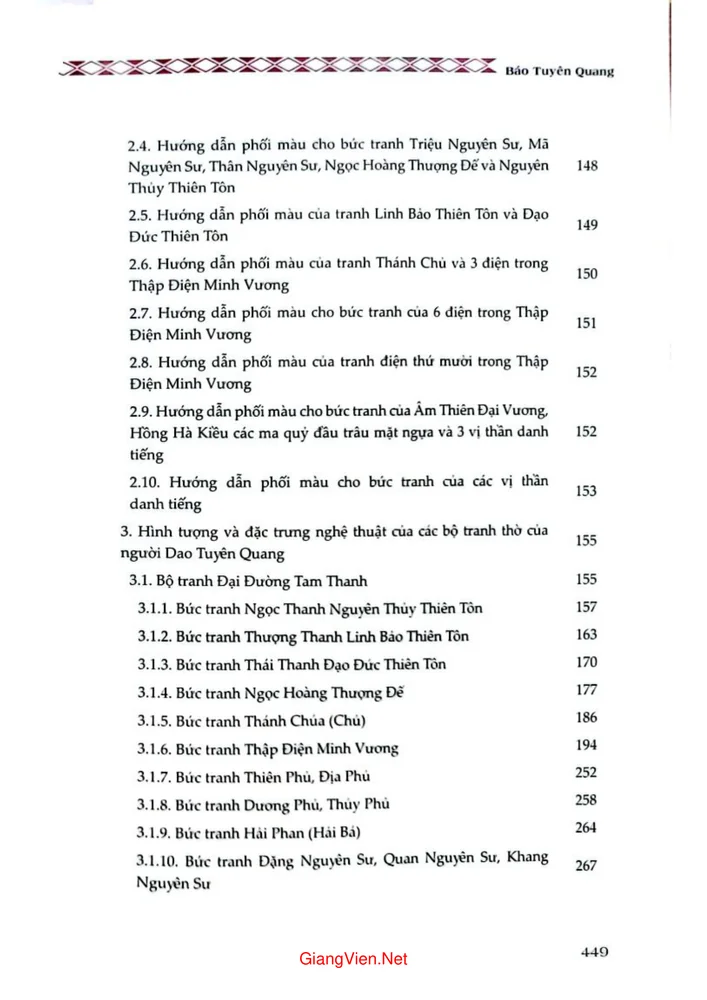 Mục lục chi tiết trang 2 sách Tranh thờ người Dao