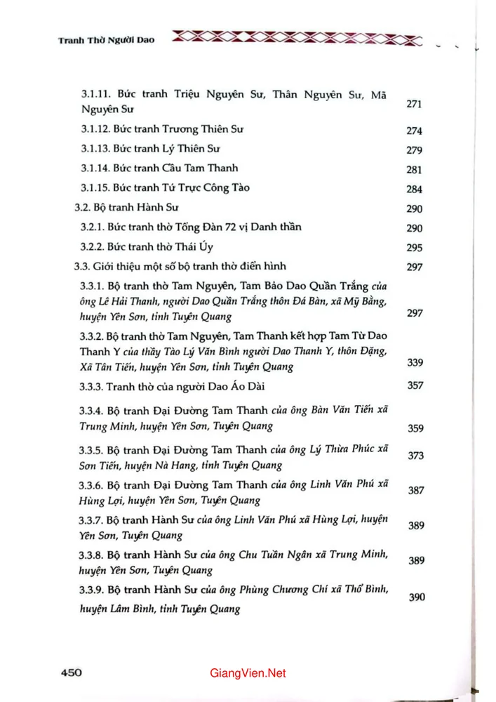 Mục lục chi tiết trang 3 sách Tranh thờ người Dao