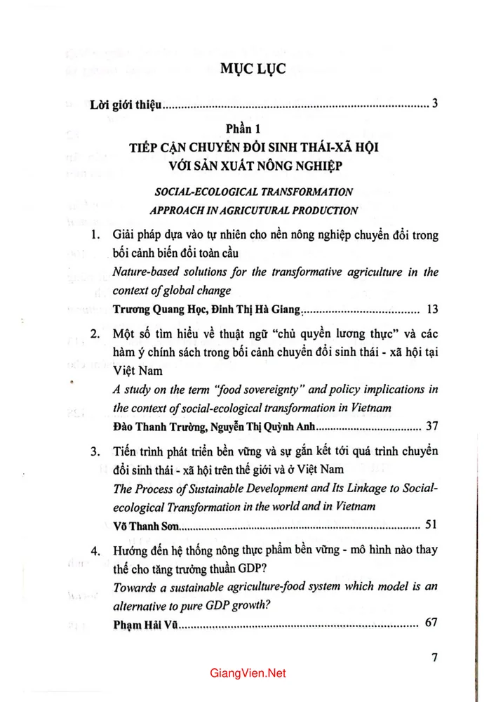 Trang 1 - Ảnh minh họa nội dung sách Sản xuất nông nghiệp ở Việt Nam từ cách tiếp cận chuyển đổi sinh thái - xã hội. Cơ hội thách thức và hàm ý chính sách