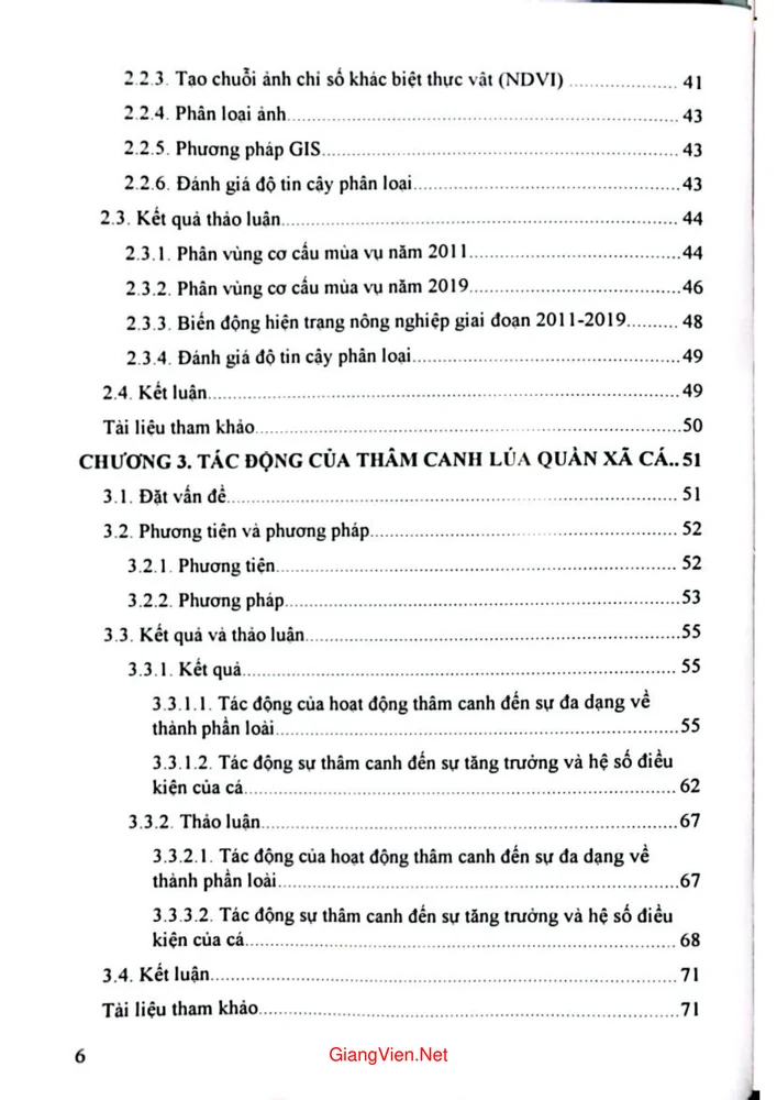Mục lục chi tiết trang 1 sách Thâm canh nông nghiệp và các tác động đến hệ sinh thái