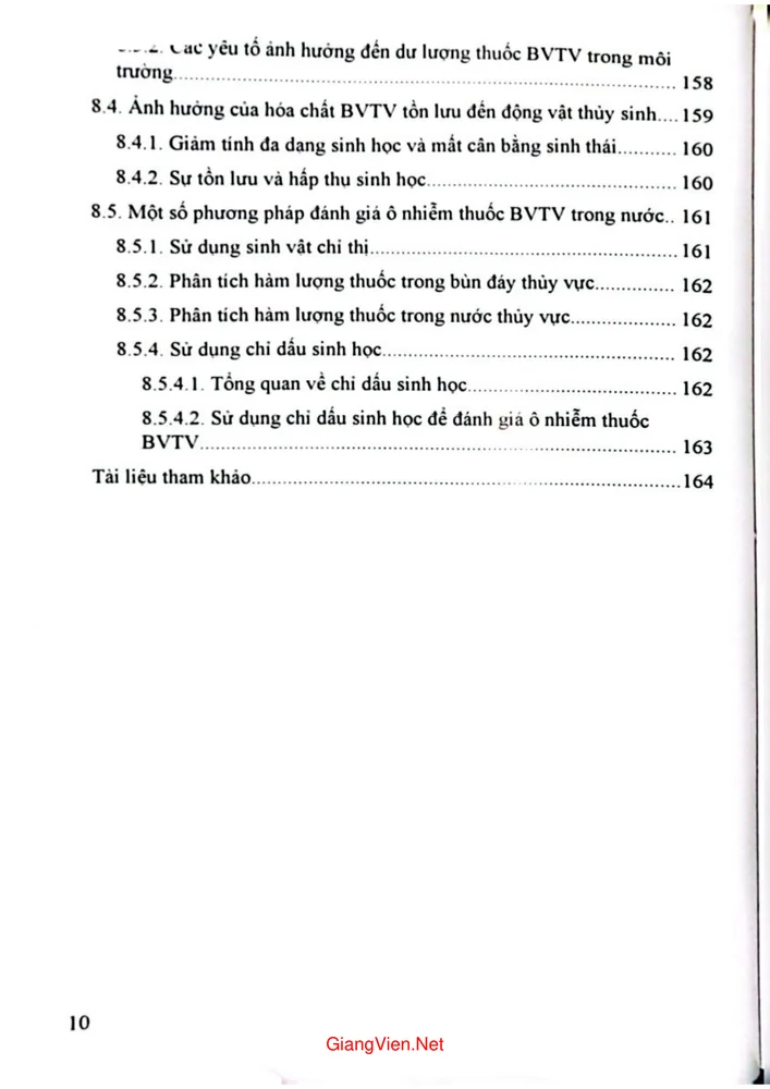 Mục lục chi tiết trang 5 sách Thâm canh nông nghiệp và các tác động đến hệ sinh thái