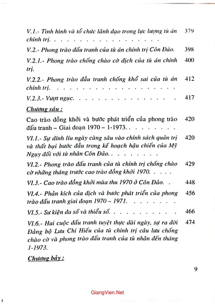 Mục lục chi tiết trang 2 sách Côn Đảo 6.694 ngày đêm