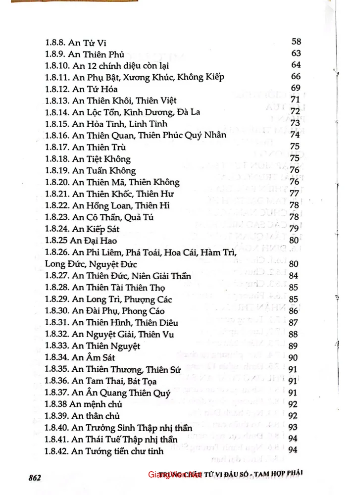 Mục lục chi tiết trang 1 sách Trung châu tử vi đầu số tam hợp phái (tập 1).pdf