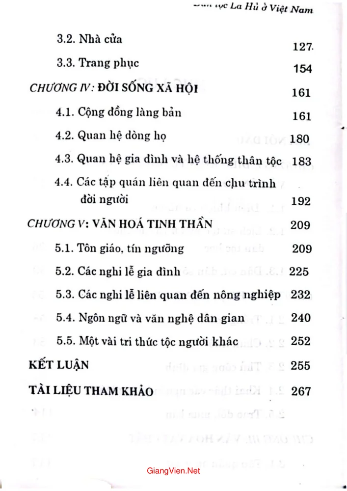 Mục lục chi tiết trang 1 sách Dân tộc La Hủ ở Việt Nam