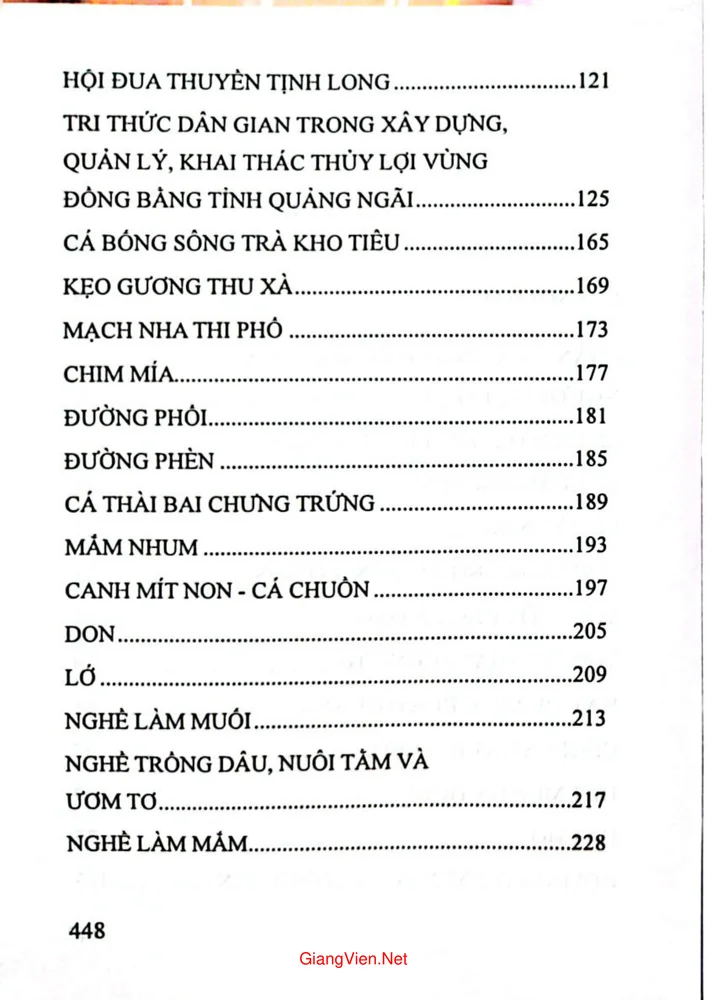 Mục lục chi tiết trang 1 sách Văn hóa cư dân của cộng đồng cư dân Quảng Ngãi Việt, Hre, Cor, Cà Dong