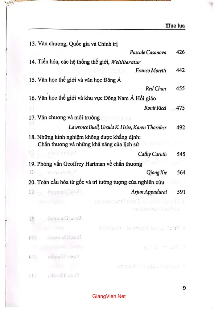 Mục lục chi tiết trang 2 sách Lý thuyết và ứng dụng lý thuyết trong nghiên cứu văn học (Tập bài giảng và tài liệu tham khảo)