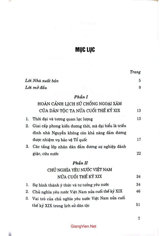 Trang bìa chính thức sách Chủ nghĩa yêu nước Việt Nam nửa cuối thế kỷ XIX