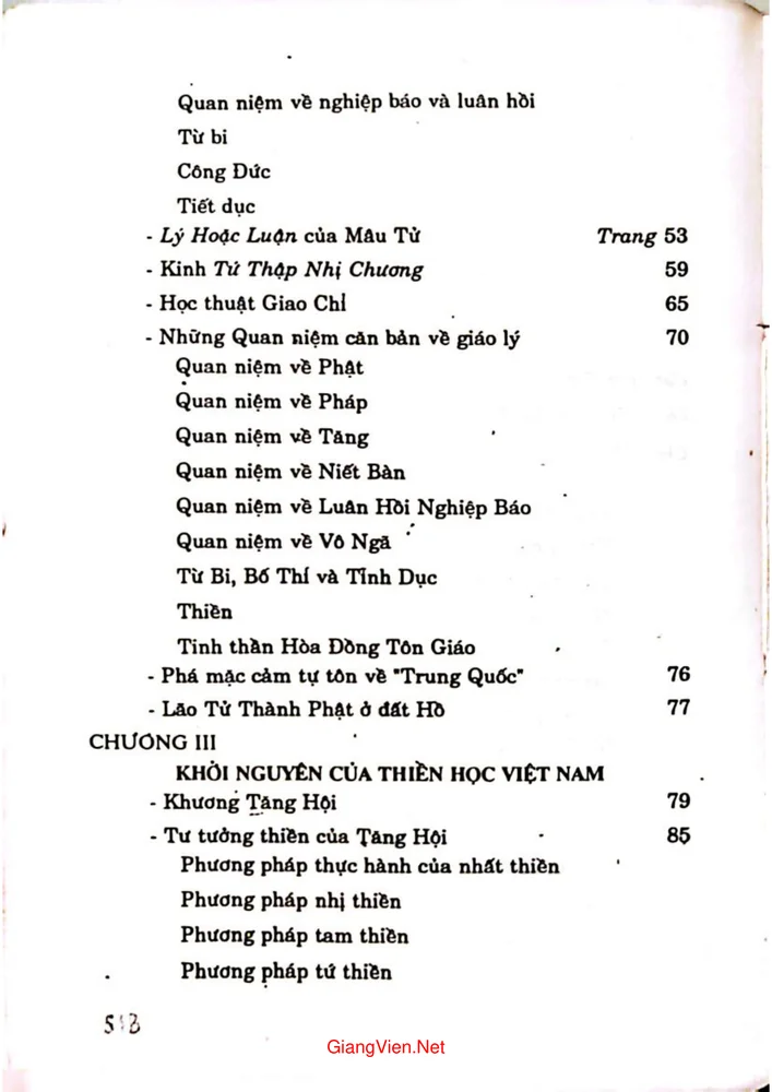 Mục lục chi tiết trang 1 sách Việt Nam Phật giáo sử luận tập 1