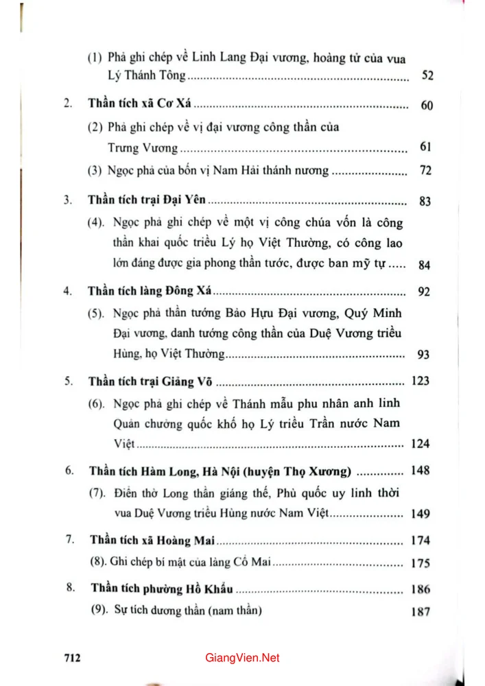 Mục lục chi tiết trang 1 sách Tư liệu văn hiến Thăng Long Hà Nội, thần tích Hà Nội (tái bản)