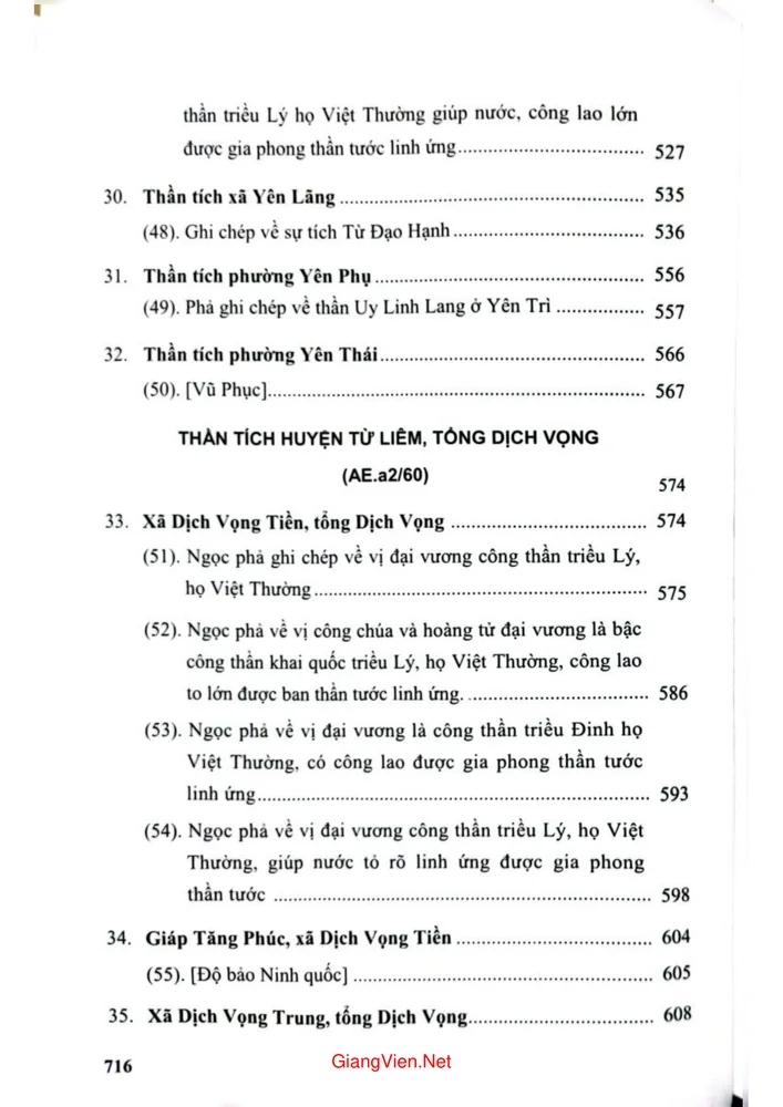 Mục lục chi tiết trang 5 sách Tư liệu văn hiến Thăng Long Hà Nội, thần tích Hà Nội (tái bản)