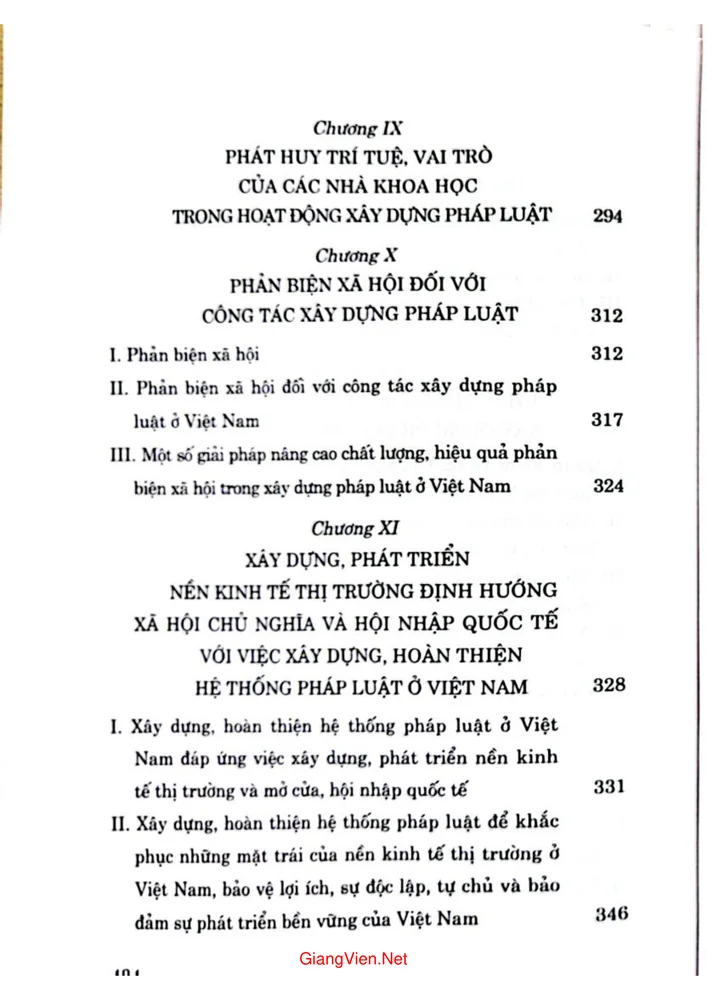Mục lục chi tiết trang 3 sách Xây dựng và hoàn thiện hệ thống pháp luật Việt Nam trong bối cảnh xây dựng nhà nước pháp quyền xã hội chủ nghĩa