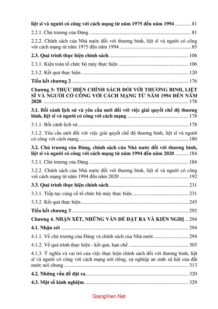 Trang bìa chính thức sách Quá trình thực hiện chính sách đối với thương binh liệt sĩ và người có công với cách mạng ở Việt Nam từ năm 1975 đến năm 2020