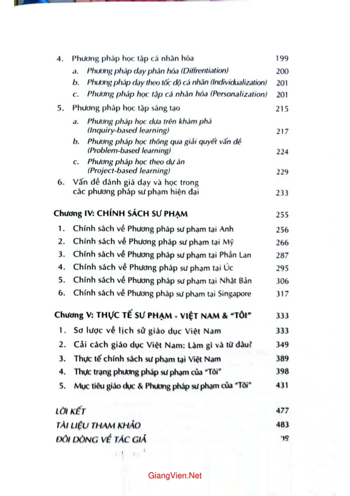 Mục lục chi tiết trang 1 sách Sư phạm khai phóng