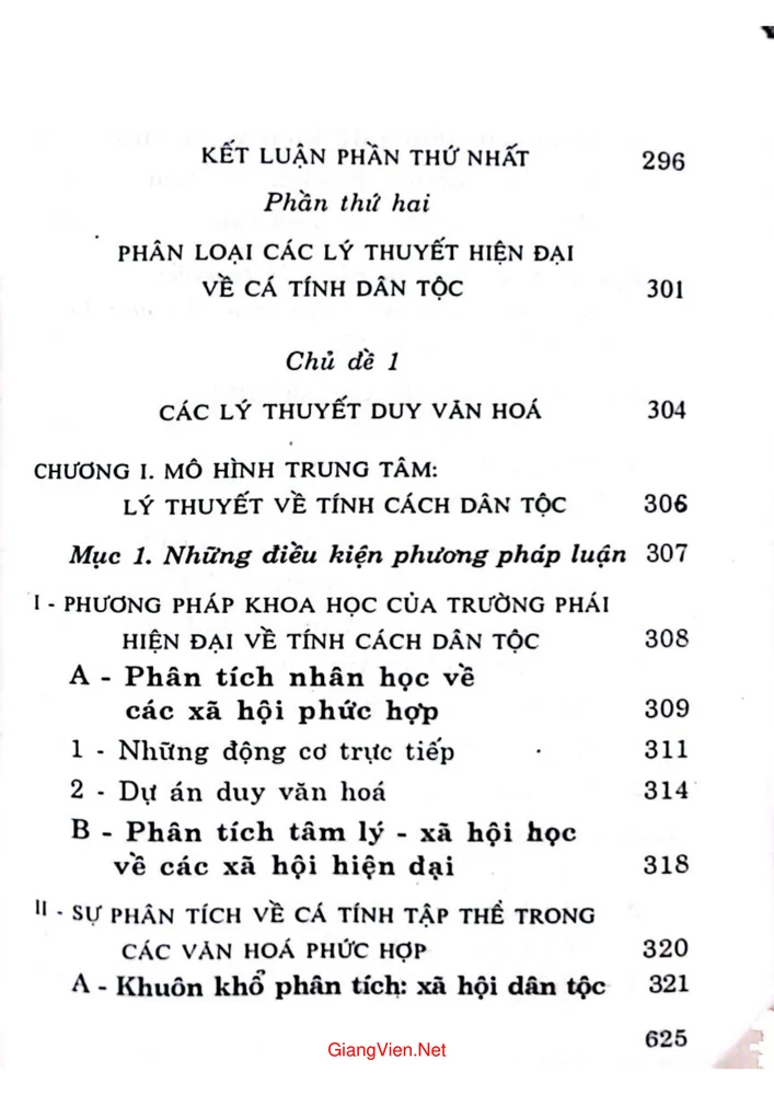 Mục lục chi tiết trang 11 sách Cá tính tập thể của các dân tộc