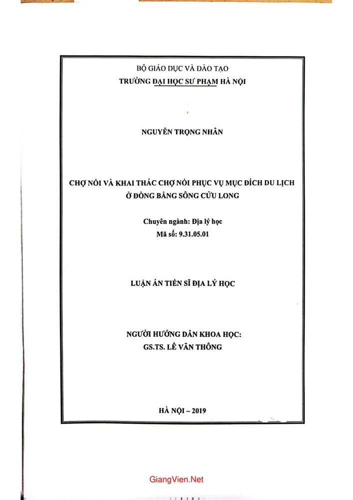Ảnh bìa của Chợ nổi và khai thác chợ nổi phục vụ mục đích du lịch ở đồng bằng Sông Cửu Long