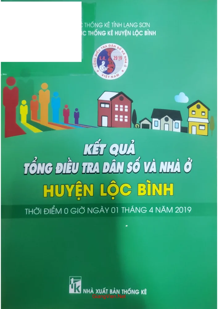 Trang bìa chính thức sách Kết quả tổng điều tra dân số và nhà ở huyện Lộc Bình