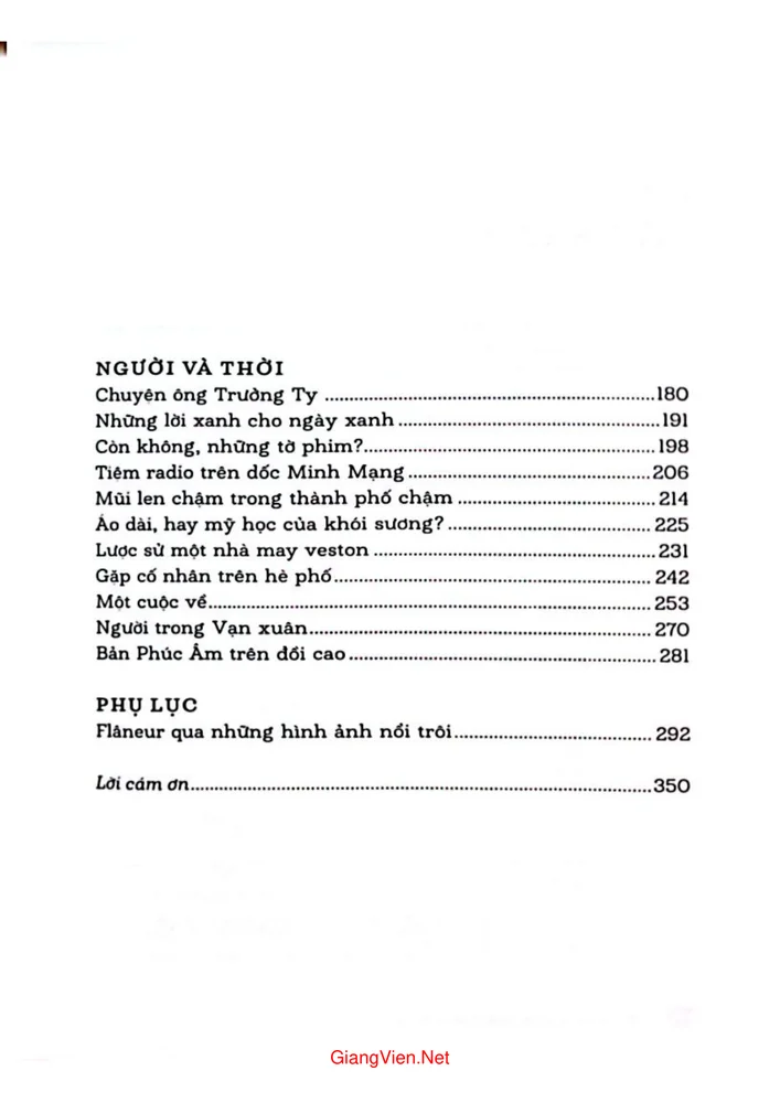 Mục lục chi tiết trang 1 sách Đà Lạt thành phố trong Album