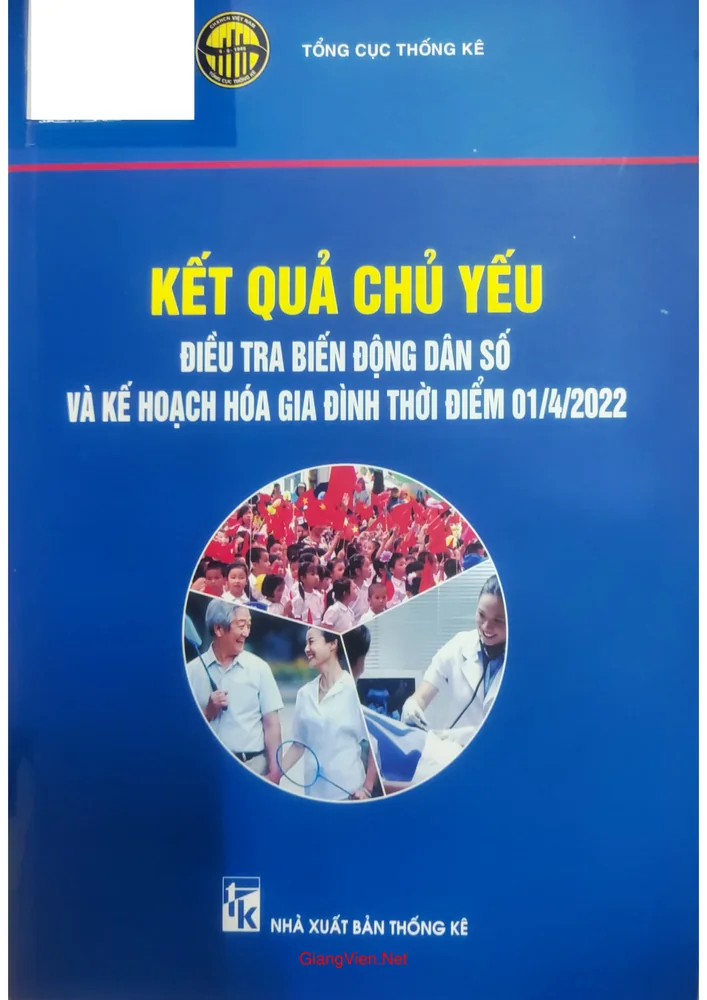 Trang bìa chính thức sách Kết quả chủ yếu điều tra biến động dân số thời điểm tháng 4 năm 2022