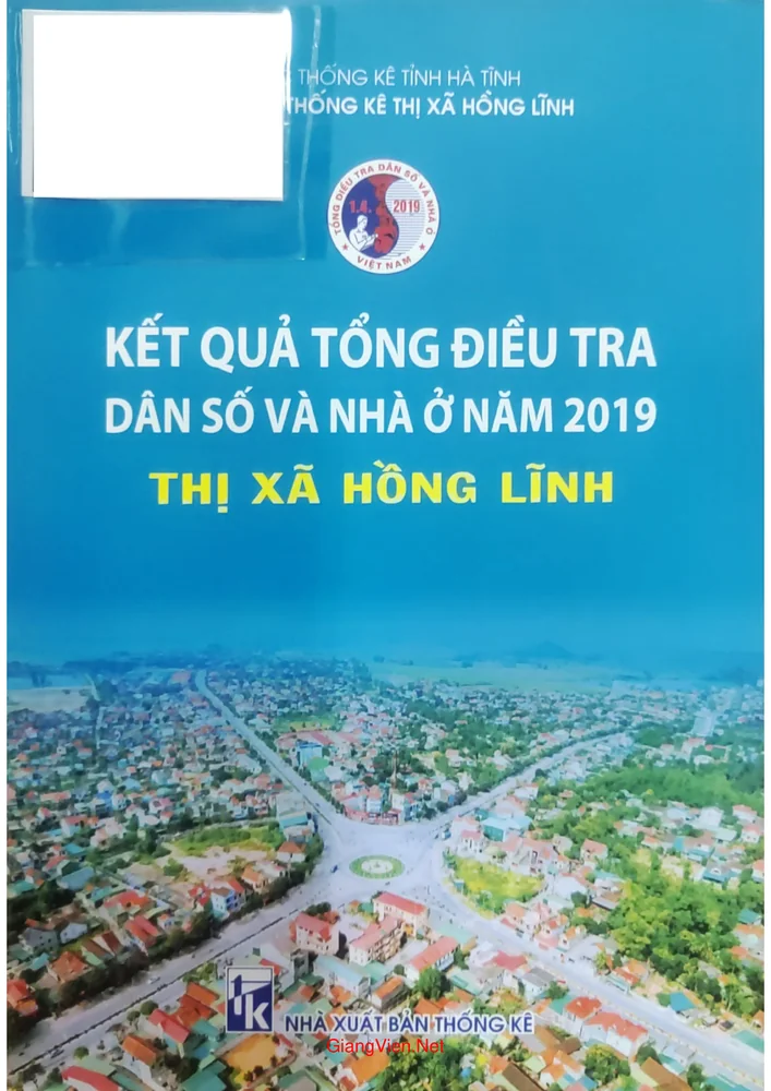 Trang bìa chính thức sách Kết quả điều tra dân số và nhà ở năm 2019 thị xã Hồng Lĩnh