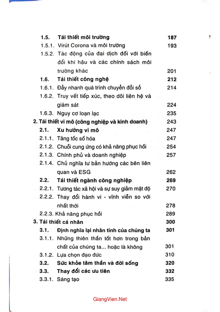 Mục lục chi tiết trang 1 sách Covid 19 cuộc đại tái thiết