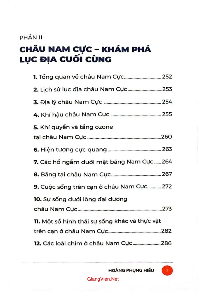 Mục lục chi tiết trang 1 sách 5 chuyến chinh phục Nam cực - cẩm nang du lịch Nam Cực - 2025