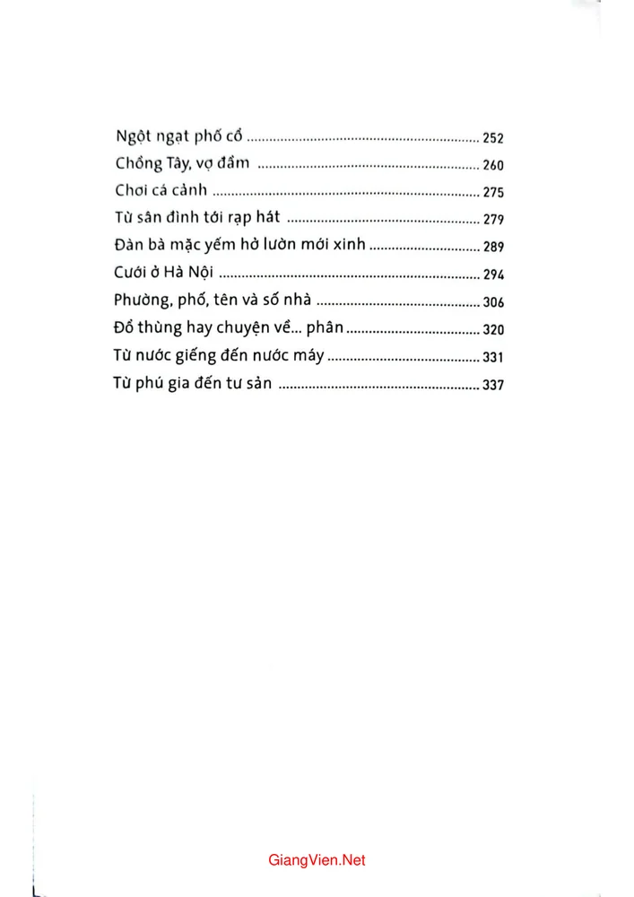 Mục lục chi tiết trang 1 sách Đi ngang Hà Nội - Khảo cứu