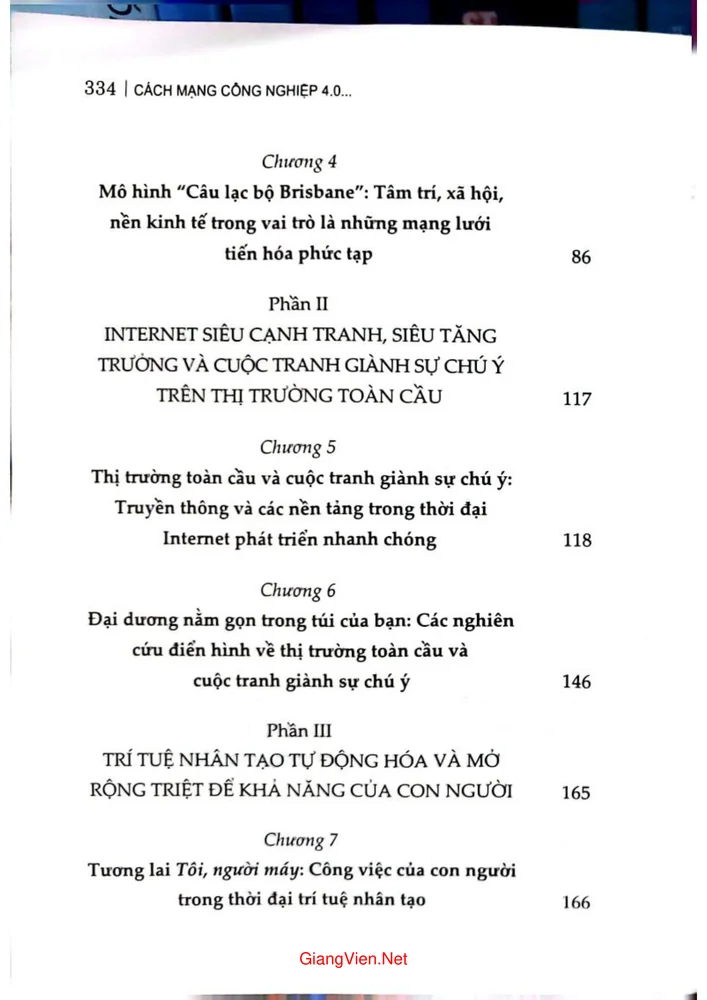 Mục lục chi tiết trang 1 sách Cuộc cách mạng công nghiệp 4.0 dưới góc độ kinh tế học