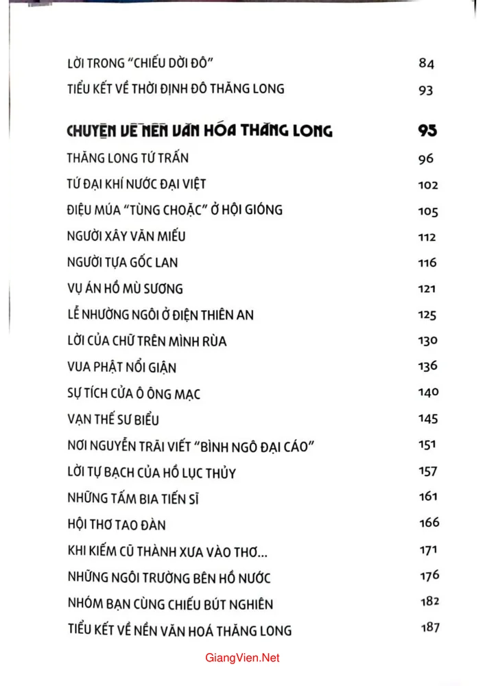 Mục lục chi tiết trang 1 sách Xưa Thăng Long