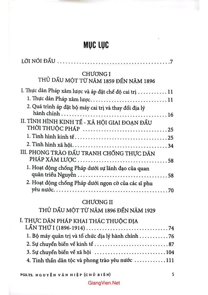 Trang 1 - Ảnh minh họa nội dung sách Lịch sử tỉnh Bình Dương, tập 2, Thủ Dầu Một từ 1859 đến 1945