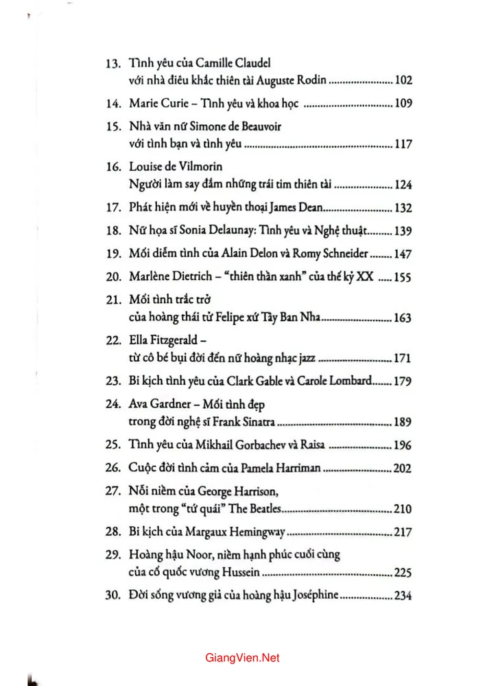 Mục lục chi tiết trang 1 sách Đời thường các nhân vật nổi tiếng trên thế giới