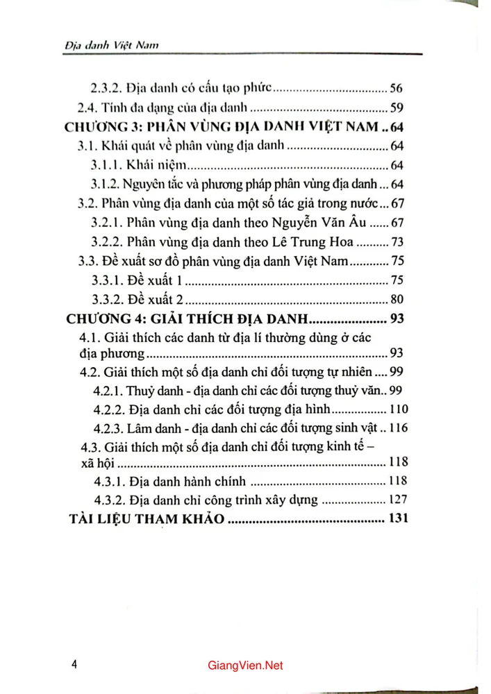 Mục lục chi tiết trang 1 sách Địa danh Việt Nam