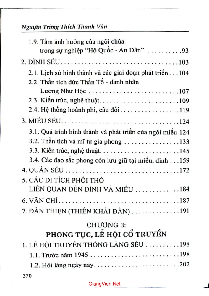 Mục lục chi tiết trang 1 sách Làng Sếu xưa và nay