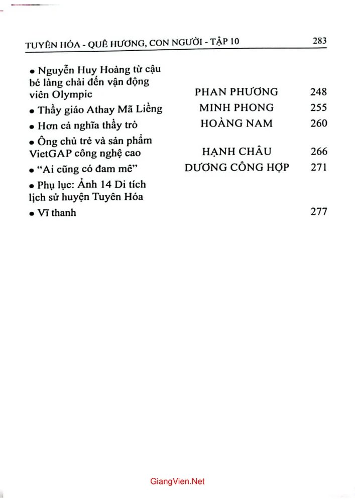 Mục lục chi tiết trang 3 sách Tuyên Hóa quê hương, con người